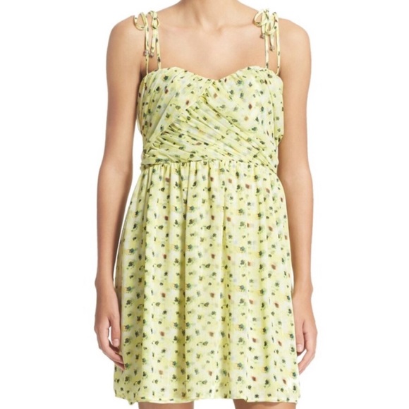 THE KOOPLES Anemone on Chiffon Babydoll Sleeveless Sweetheart Neck Dress, Yellow - Picture 2 of 8